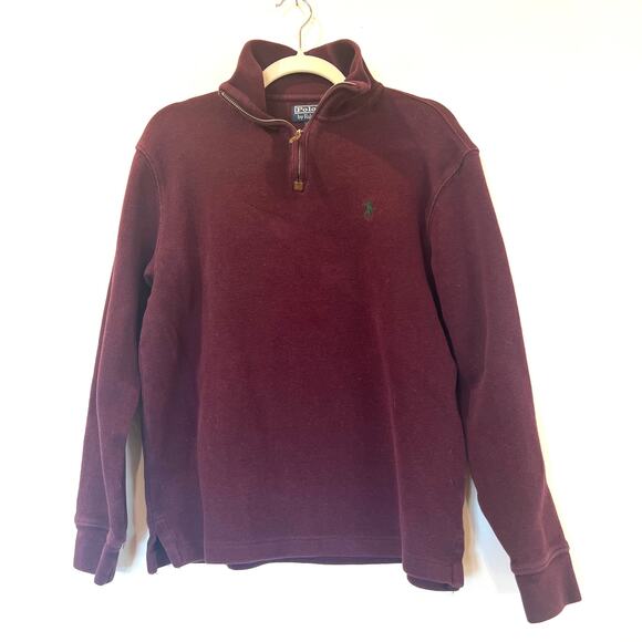 Polo Ralph Lauren Men’s Small Burgundy 1/4 Zip 100% cotton Sweater - Picture 1 of 12
